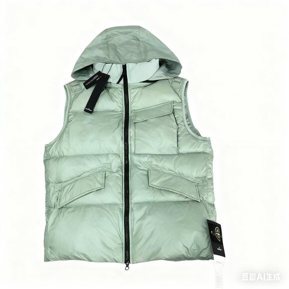 Stone Island Hooded Down Vest (Light Green) - Picture 1 of 9